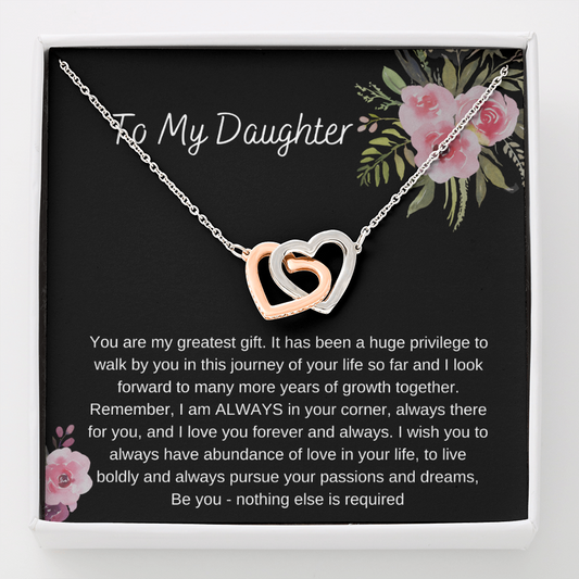 To My Daughter, You Are My Greatest Gift - Interlocking Hearts Necklace