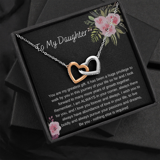 To My Daughter, You Are My Greatest Gift - Interlocking Hearts Necklace