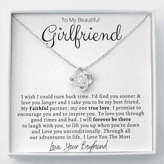 To My Beautiful Girlfriend, You Are My True Love - Love Knot Necklace