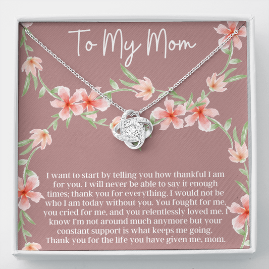 To My Mom, Thank You For Everything - Love Knot Necklace