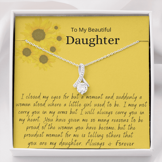 To My Daughter, I Am Proud To Be Your Mom - Alluring Beauty Necklace