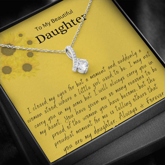 To My Daughter, I Am Proud To Be Your Mom - Alluring Beauty Necklace